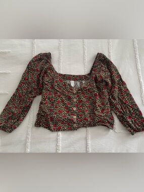 RVCA Leopard + Floral Long-Sleeve Top